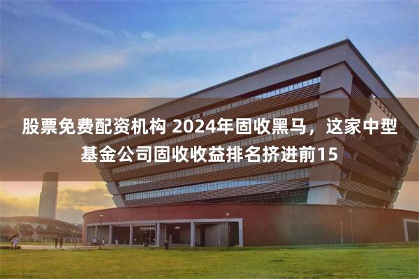 股票免费配资机构 2024年固收黑马，这家中型基金公司固收收益排名挤进前15